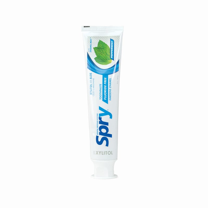 Spry Natural Xylitol Toothpaste 5oz for Adults and Kids - Fluoride Free, Gentle for Sensitive Teeth Whitening and Remineralizing, Breath Freshening, Mouth Moisturizing, Peppermint (Pack of 6) - Image 5
